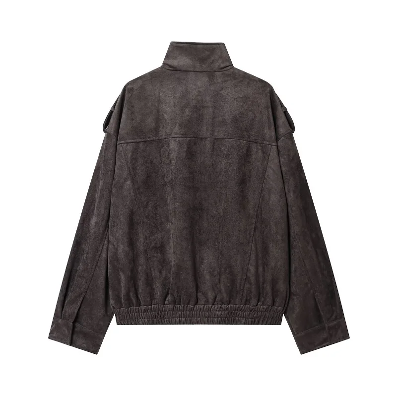 MUJER Suede Bomber Jacket Woman Oversized Demi-season Jackets for Women Outerwears Winter Overcoat Female Zip Women's Jackets