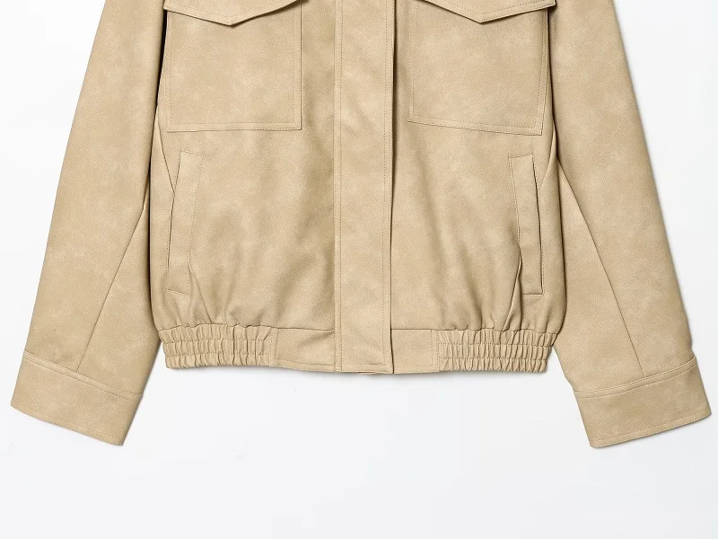 MUJER Suede Bomber Jacket Woman Oversized Demi-season Jackets for Women Outerwears Winter Overcoat Female Zip Women's Jackets