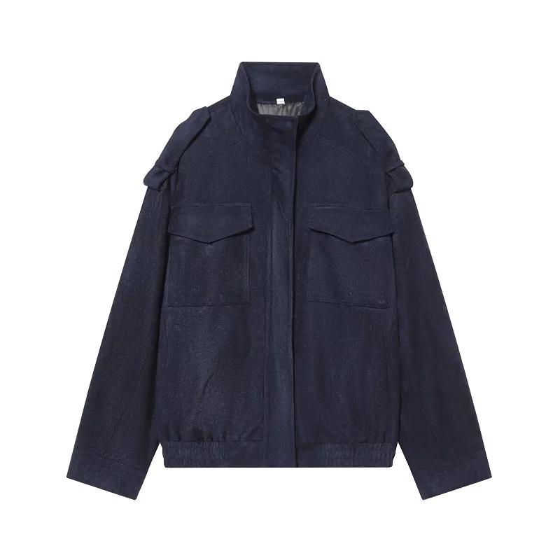 MUJER Suede Bomber Jacket Woman Oversized Demi-season Jackets for Women Outerwears Winter Overcoat Female Zip Women's Jackets