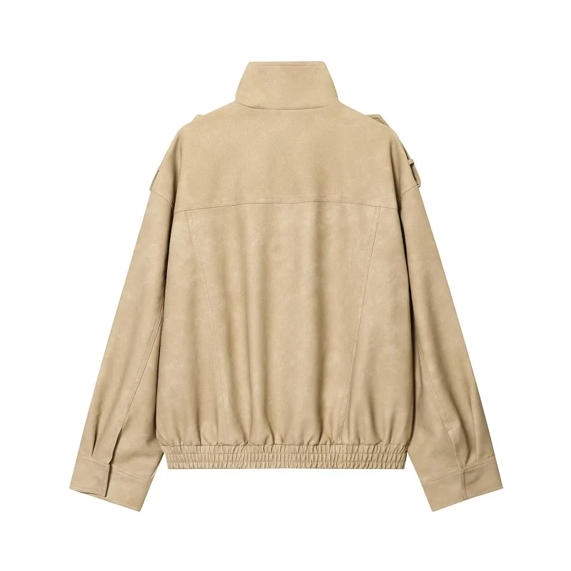 MUJER Suede Bomber Jacket Woman Oversized Demi-season Jackets for Women Outerwears Winter Overcoat Female Zip Women's Jackets