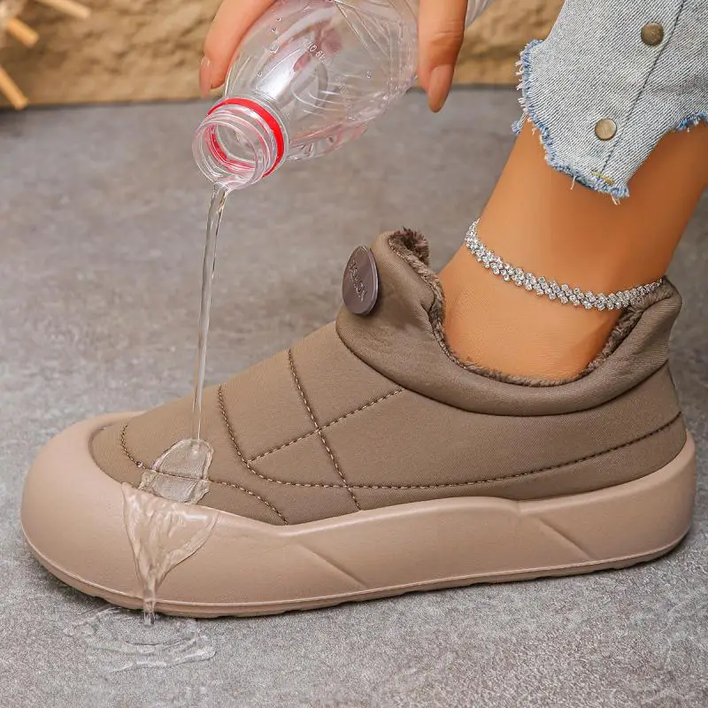 Casual Thick Bottom Waterproof Sneakers Women 2025 Winter Warm Short Plush Ankle Boots with Platform Fluffy Non Slip Snow Boots