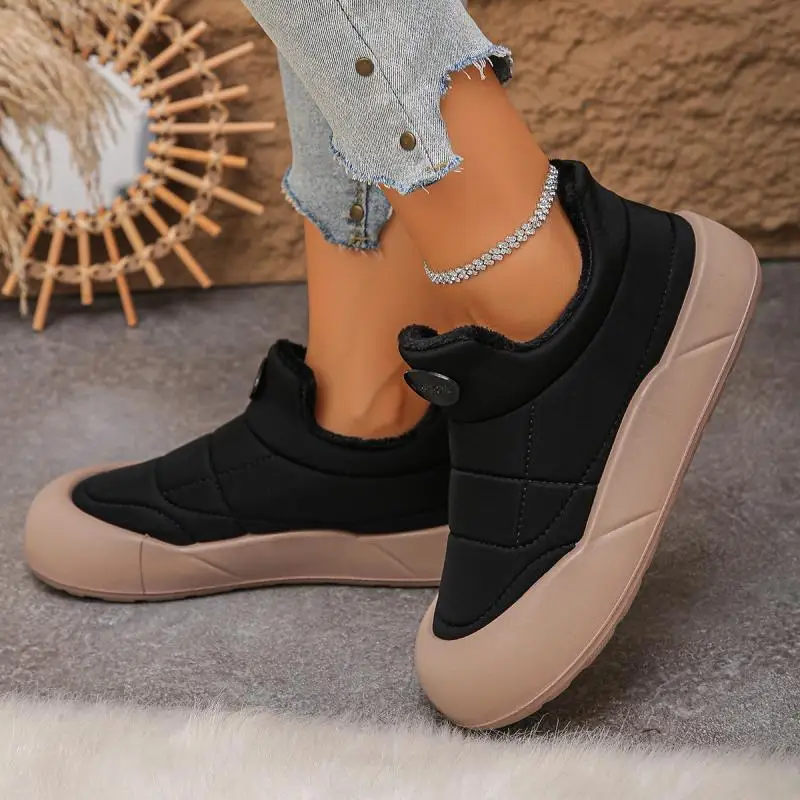 Casual Thick Bottom Waterproof Sneakers Women 2025 Winter Warm Short Plush Ankle Boots with Platform Fluffy Non Slip Snow Boots