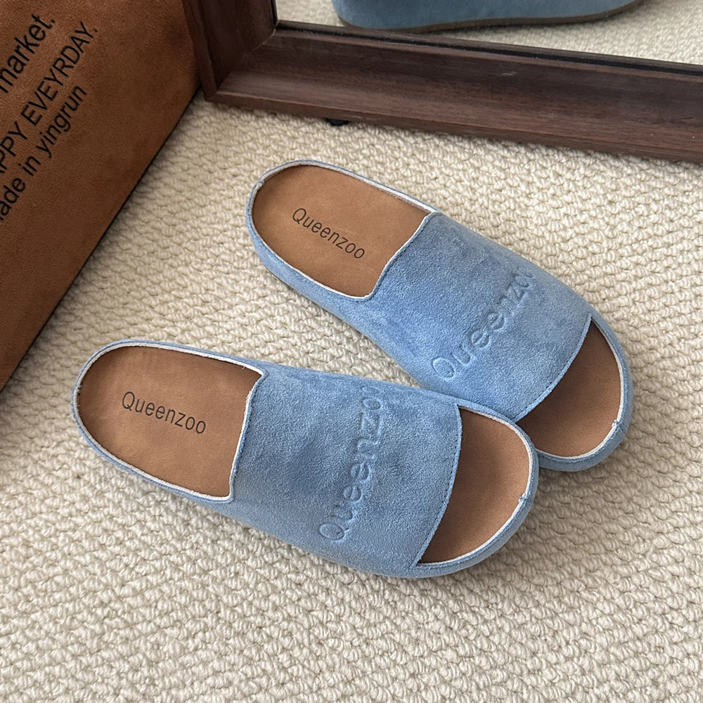 New Women's Slippers Closed Toe Round Toe Suede Clogs Sandals Autumn New Retro Solid Color Flat Bottom Women's Slingback Shoes