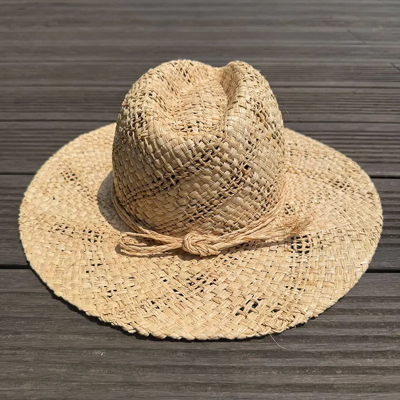 Original Designer Style Hats Metal Letters RB Chain Raffia Panama Handmade Straw Hat For Women Summer Beach Wide Brim Sun Hat