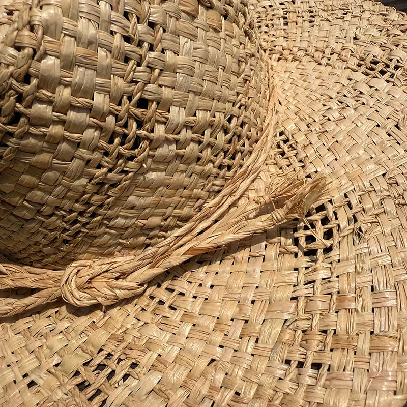 Original Designer Style Hats Metal Letters RB Chain Raffia Panama Handmade Straw Hat For Women Summer Beach Wide Brim Sun Hat
