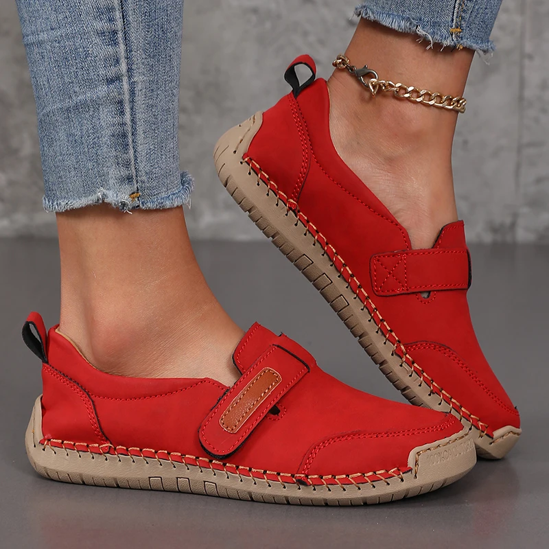 Handmade Leather Women Shoes Casual Comfortable Slip on Loafers Women Leather Shoes Moccasins Walking Shoes Summer Direct Sales