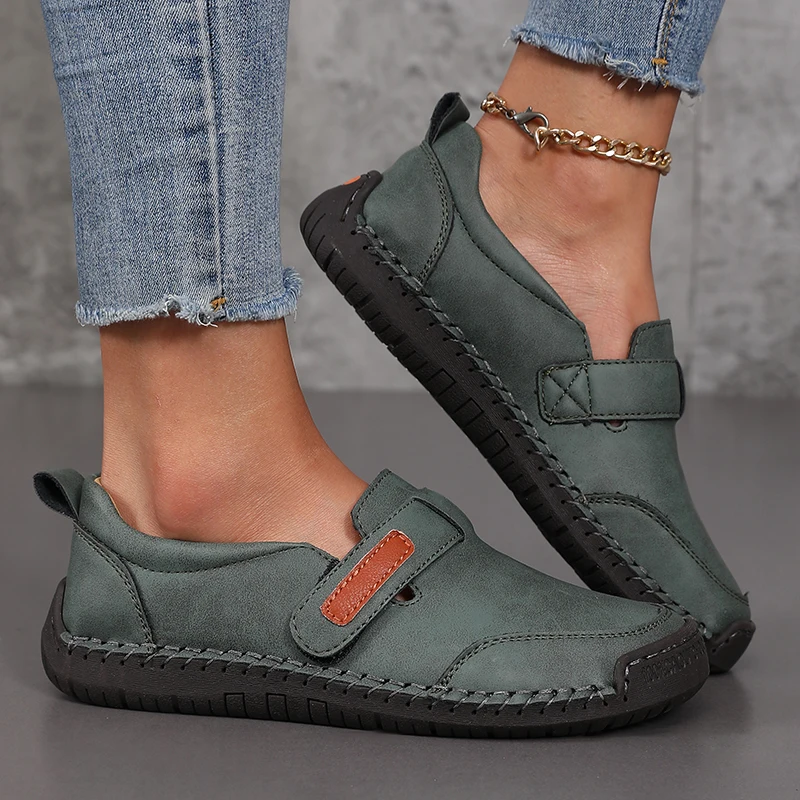 Handmade Leather Women Shoes Casual Comfortable Slip on Loafers Women Leather Shoes Moccasins Walking Shoes Summer Direct Sales