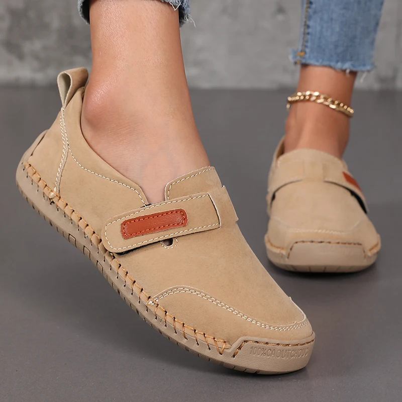 Handmade Leather Women Shoes Casual Comfortable Slip on Loafers Women Leather Shoes Moccasins Walking Shoes Summer Direct Sales