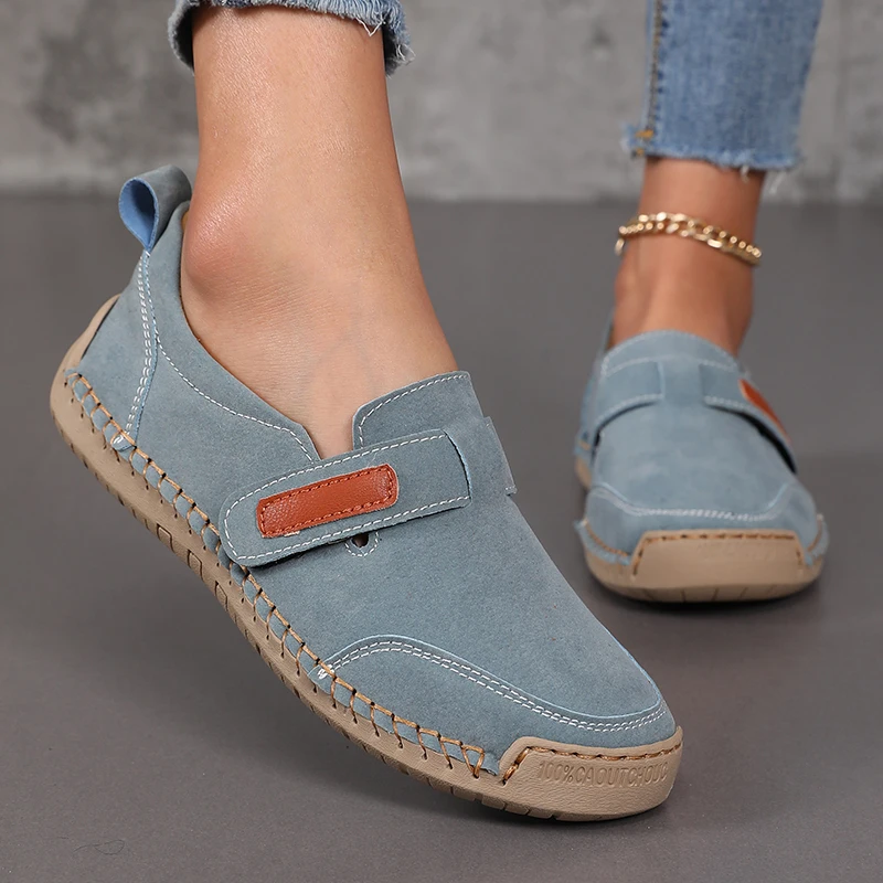 Handmade Leather Women Shoes Casual Comfortable Slip on Loafers Women Leather Shoes Moccasins Walking Shoes Summer Direct Sales