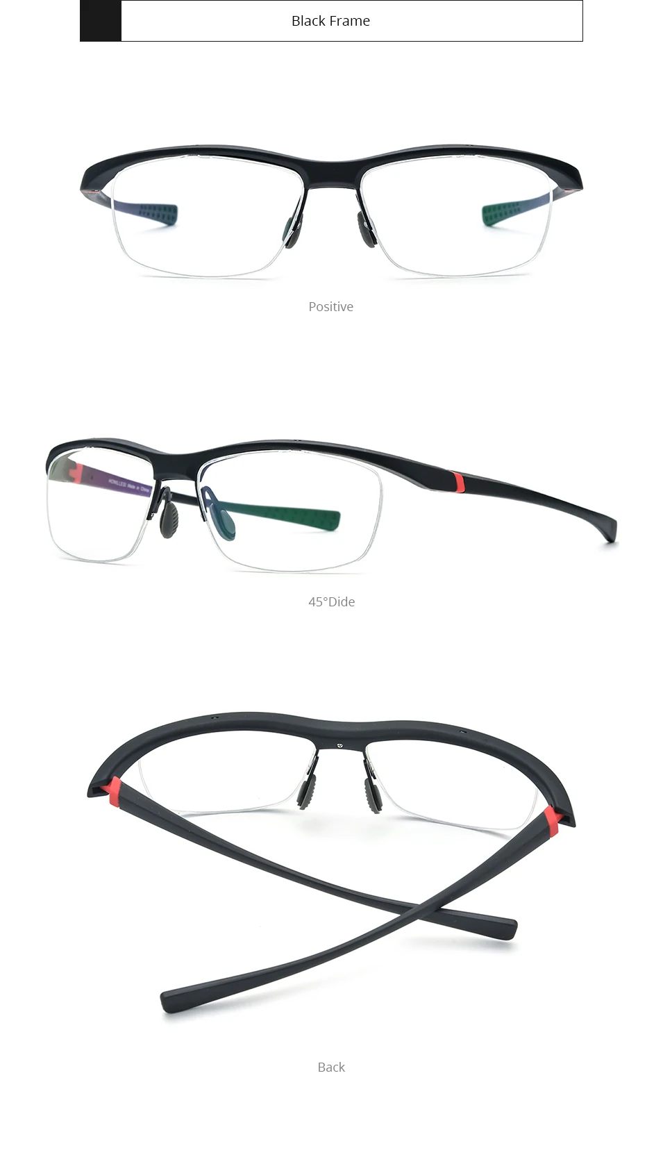FONEX HONILLESI TR90 Glasses Frame Men Brand Designer Semi Rimless Ultralight Bicycle Eyeglasses Half Rim Sports Eyewear 7027
