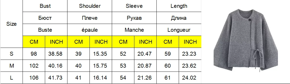 Casual Solid Women's Cardigan Lace Up Loose Knitwear Chic Spliting Batwing Sleeve Knitted Sweaters 2025 New Autumn Lady Knit Top