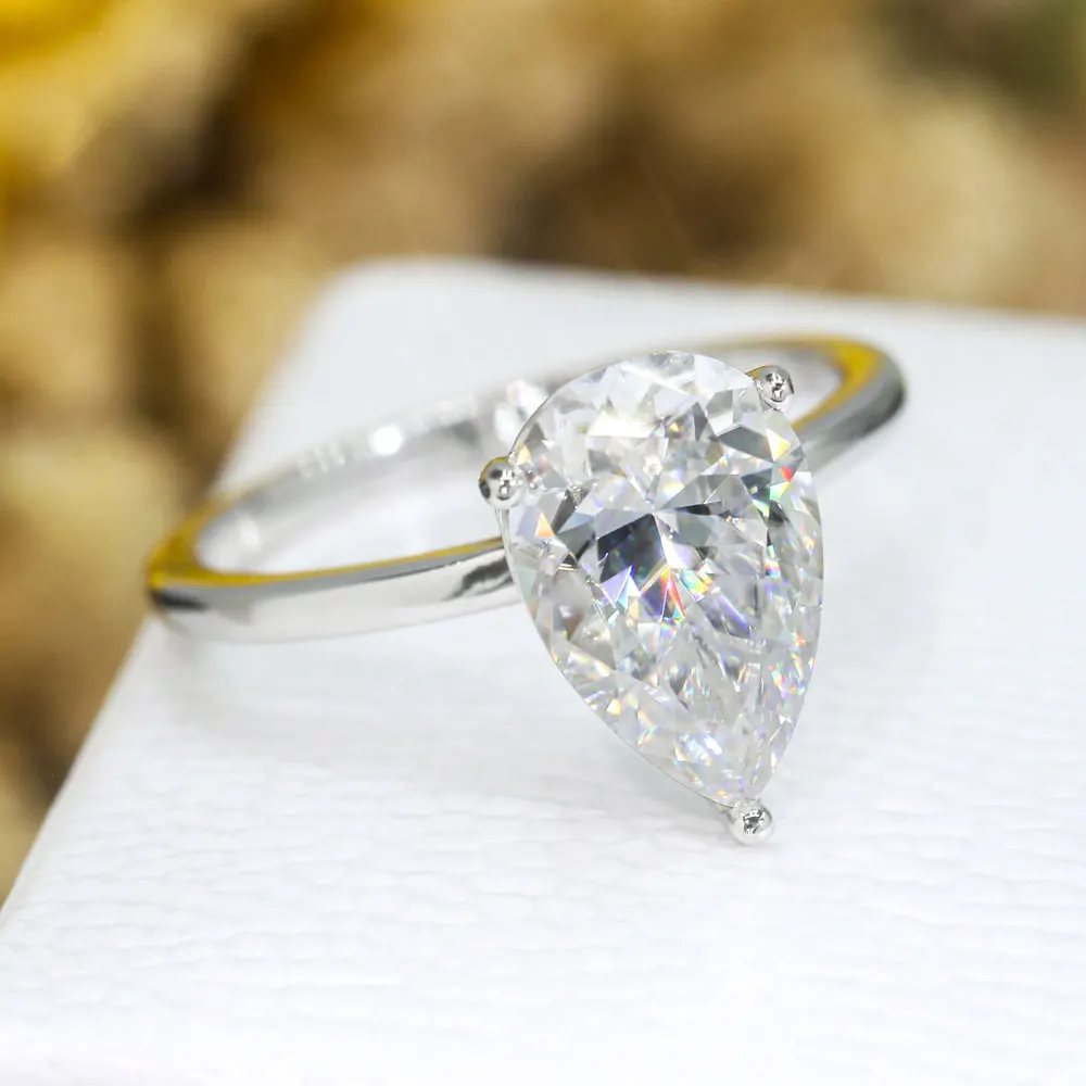 KNOBSPIN 1-4ct Pear Cut Moissanite Engagement Rings for Women D VVS1 Diamond with GRA s925 Sterling Silver Promise Wedding Ring