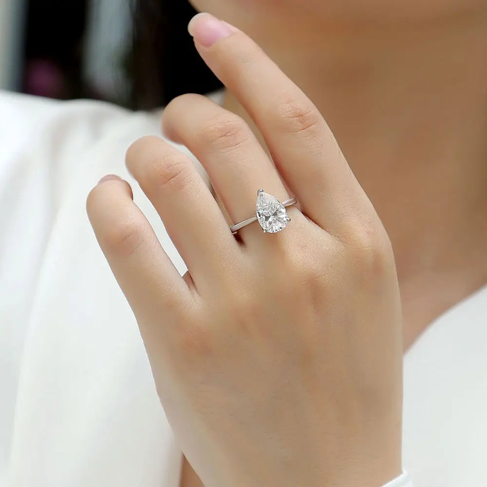 KNOBSPIN 1-4ct Pear Cut Moissanite Engagement Rings for Women D VVS1 Diamond with GRA s925 Sterling Silver Promise Wedding Ring
