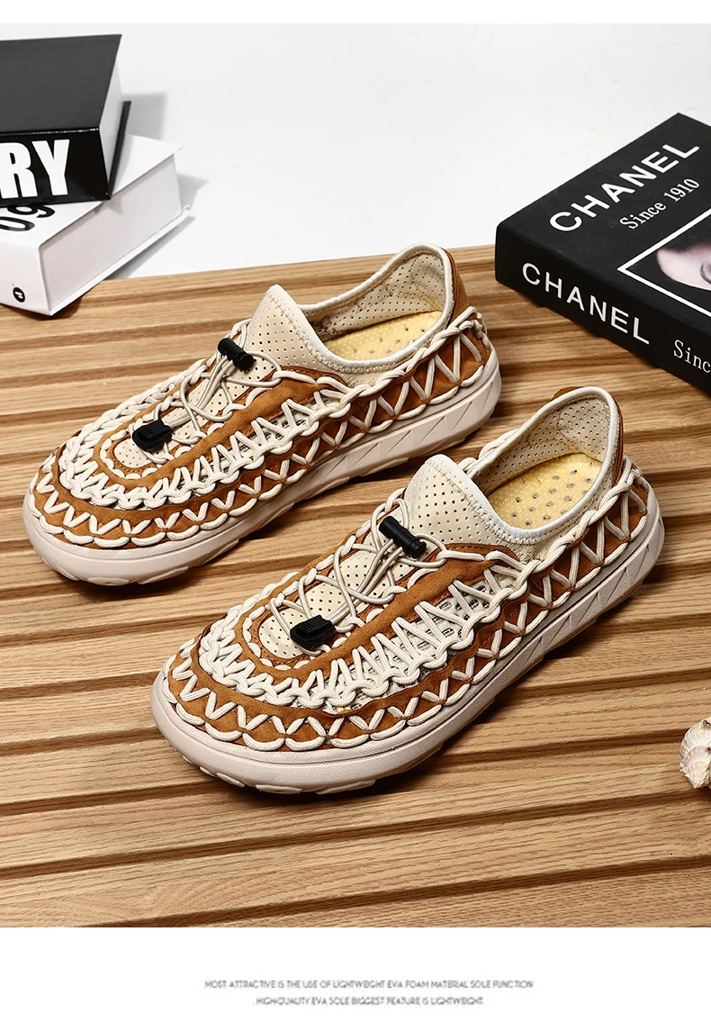 Summer Hand-woven Men's Sandals Fashion Men Casual Shoes Brand Designer Men Sneakers High Quality Beach Sandals Men Shoes