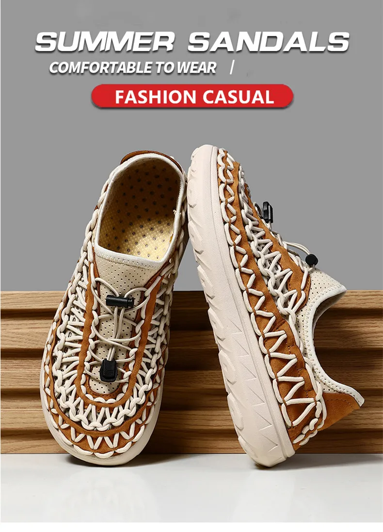 Summer Hand-woven Men's Sandals Fashion Men Casual Shoes Brand Designer Men Sneakers High Quality Beach Sandals Men Shoes