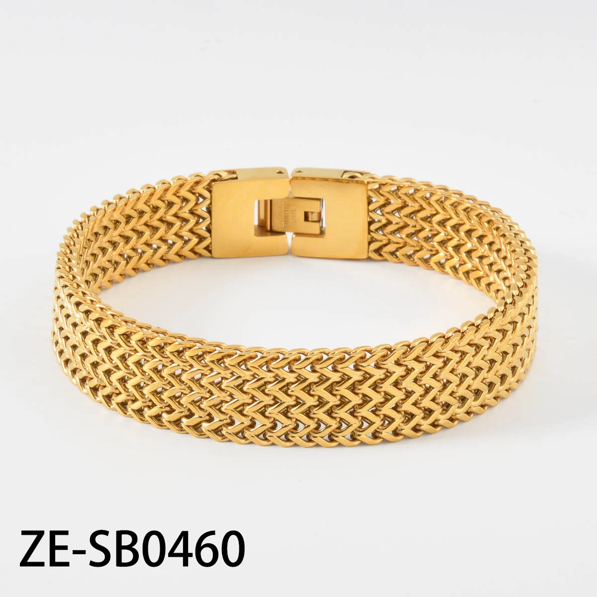 Men Stainless Steel Wide Mesh Chain Bracelet Gold Plated Woven Pattern Bangle Luxury Italian Style Jewelry Gift Valentine's Day