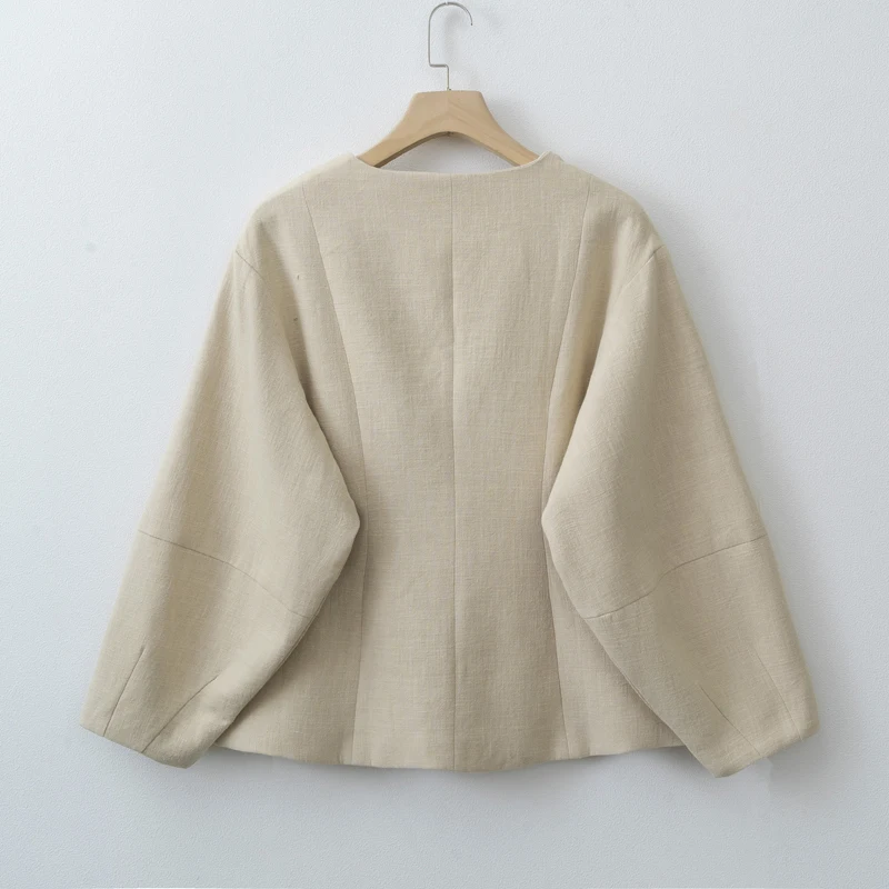 Spring 2026 Women's Chocolate Blazer Fashion Basic Jacket in Tussah Silk Yellowish Orange Coffee Color Trendy Outerwear