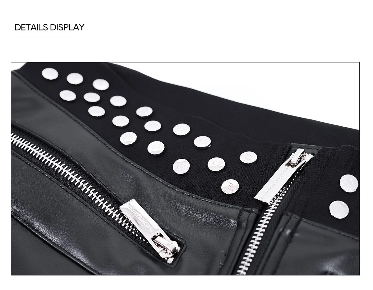 Mauroicardi Spring Autumn Cool Handsome Long Black Pu Leather Flare Pants for Men Rivet Luxury Designer Alternative Emo Clothes