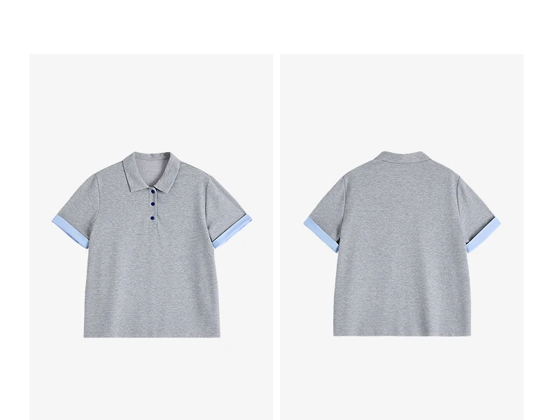 TOYOUTH Women Piqué Polo Tees 2026 Summer New Upgraded Color-Block Plaid Fold-Back Sleeve Vintage Casual Tops