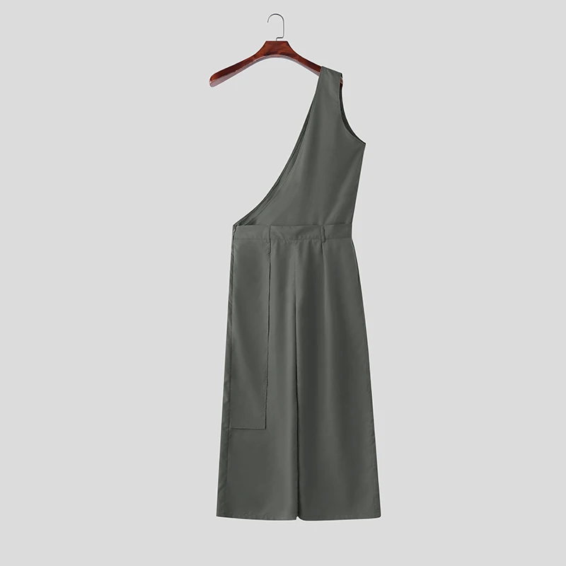 INCERUN Men's Jumpsuits Pants Solid Color Loose Sleeveless Irregular Rompers For Man Streetwear 2026 Fashion Casual Man Overalls