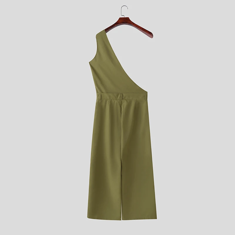 INCERUN Men's Jumpsuits Pants Solid Color Loose Sleeveless Irregular Rompers For Man Streetwear 2026 Fashion Casual Man Overalls