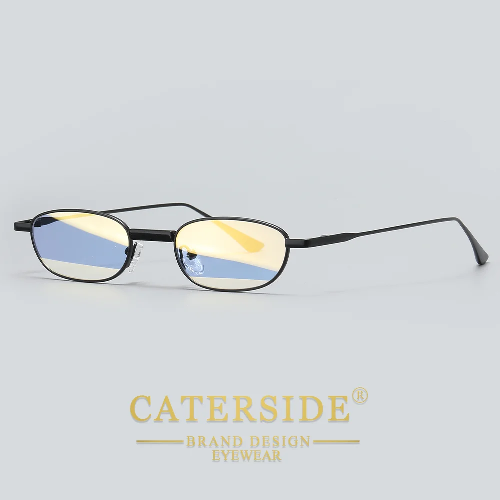 CATERSIDE Men's Hip Hop Sunglasses Premium Metal Small Frame Women's Travel Business Party Holiday Gift Decorative Glasses UV400