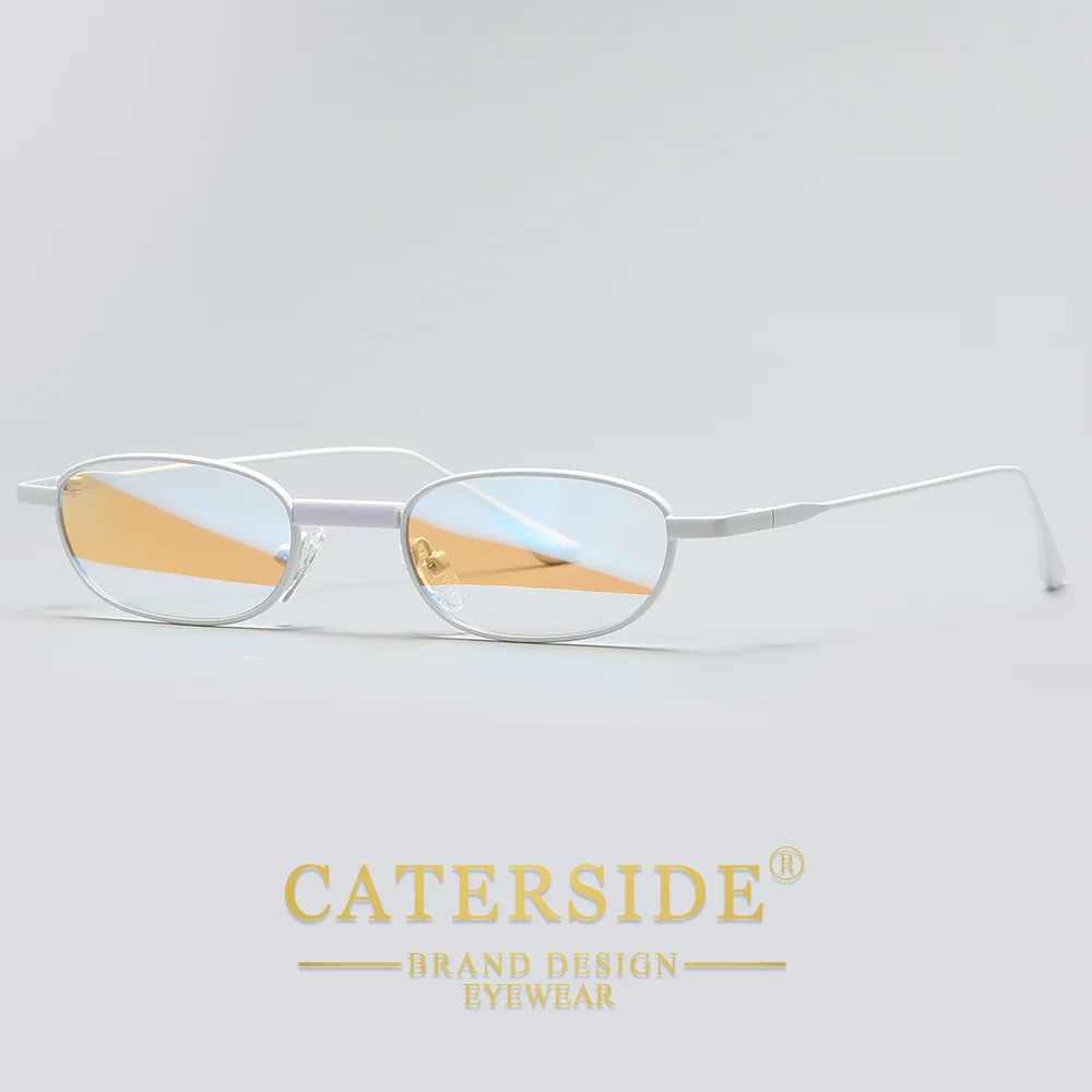 CATERSIDE Men's Hip Hop Sunglasses Premium Metal Small Frame Women's Travel Business Party Holiday Gift Decorative Glasses UV400