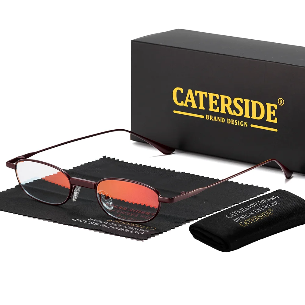 CATERSIDE Men's Hip Hop Sunglasses Premium Metal Small Frame Women's Travel Business Party Holiday Gift Decorative Glasses UV400
