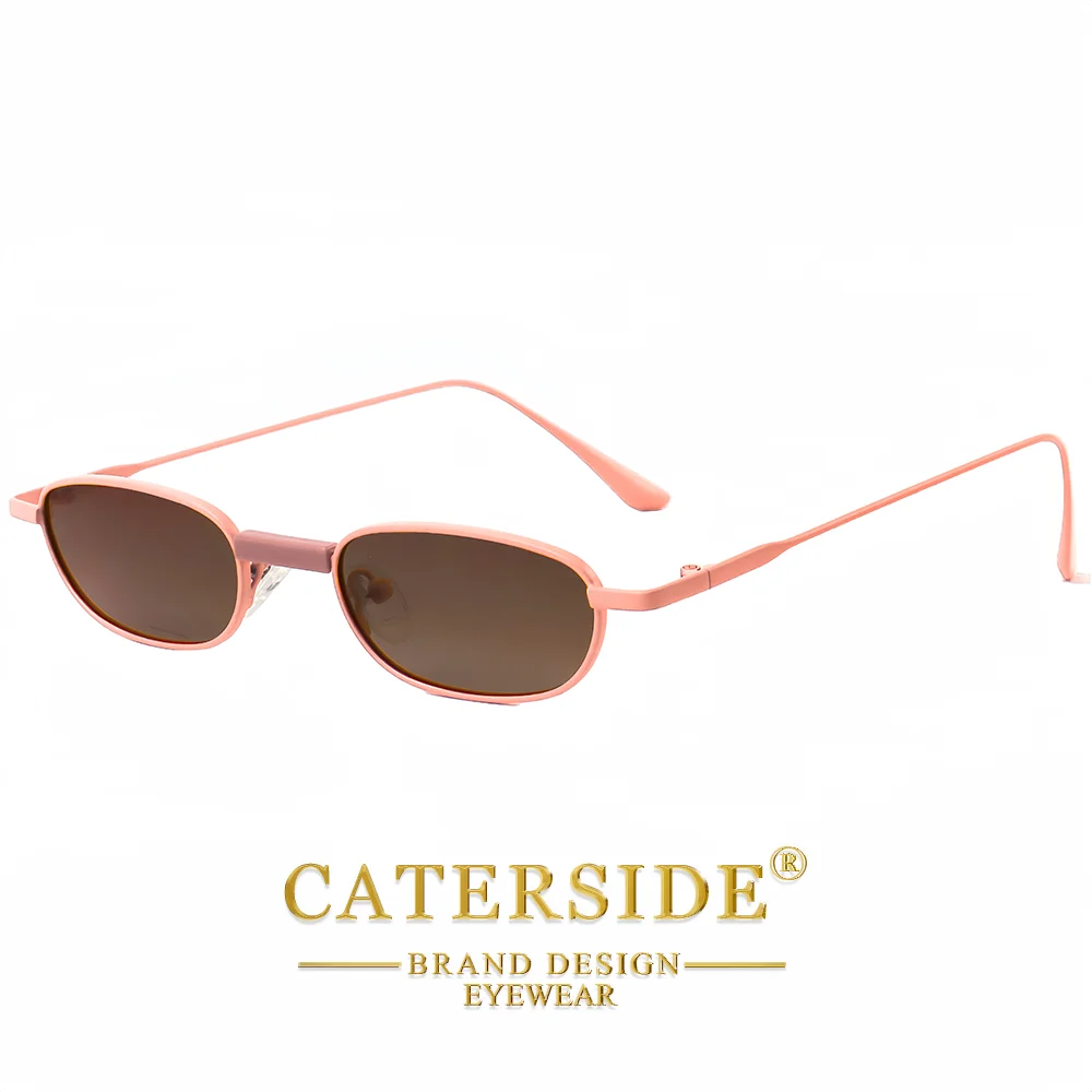 CATERSIDE Men's Hip Hop Sunglasses Premium Metal Small Frame Women's Travel Business Party Holiday Gift Decorative Glasses UV400