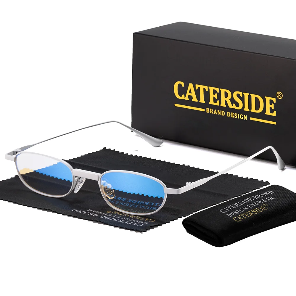 CATERSIDE Men's Hip Hop Sunglasses Premium Metal Small Frame Women's Travel Business Party Holiday Gift Decorative Glasses UV400