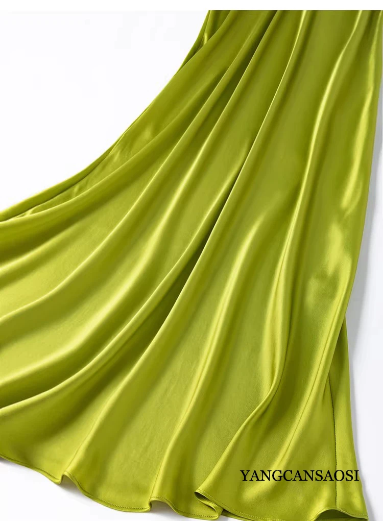 2026 Women's Fashion New 21MM 100% Natural Mulberry Silk Plain Satin Extended French Sexy Adjustable Shoulder Strap Solid Dress