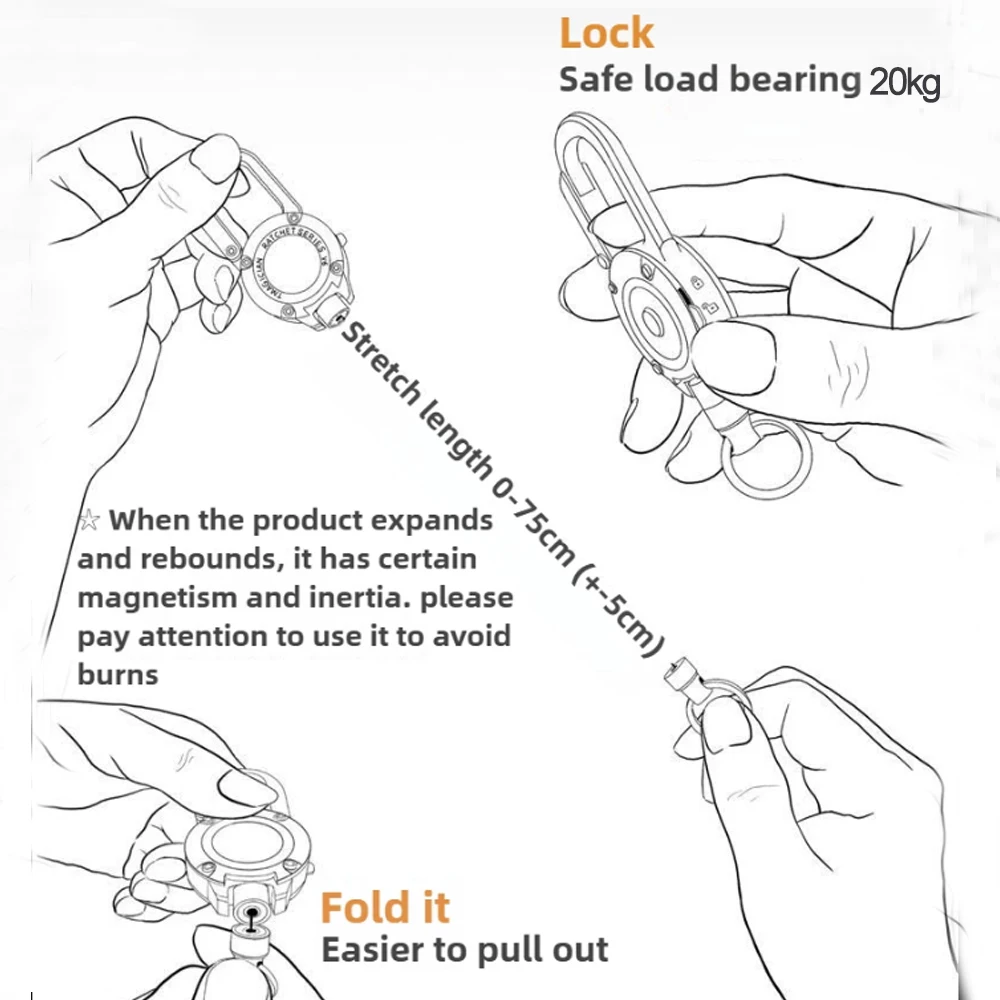 Retractable Keychains N52 Strong Magnet Quick Release for Action Camera Fishing Tools Mobile Phones Gift for Boyfriend