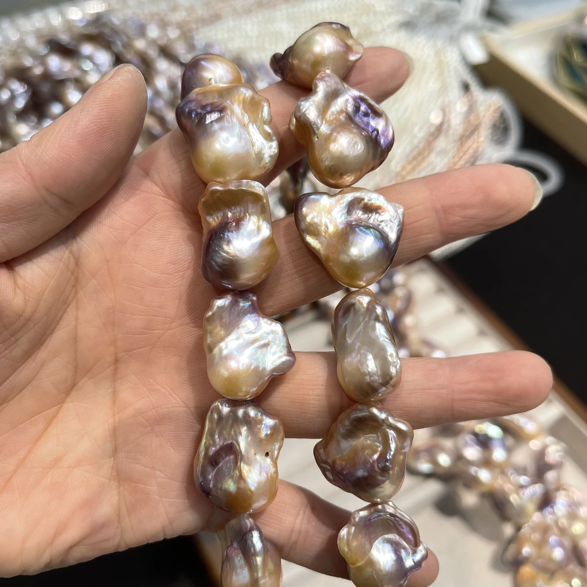 AAAAA Colorful Baroque Tail Beads High-Quality Natural Freshwater Pearls Beads for Jewelry Making DIY Necklaces Accessories 38cm