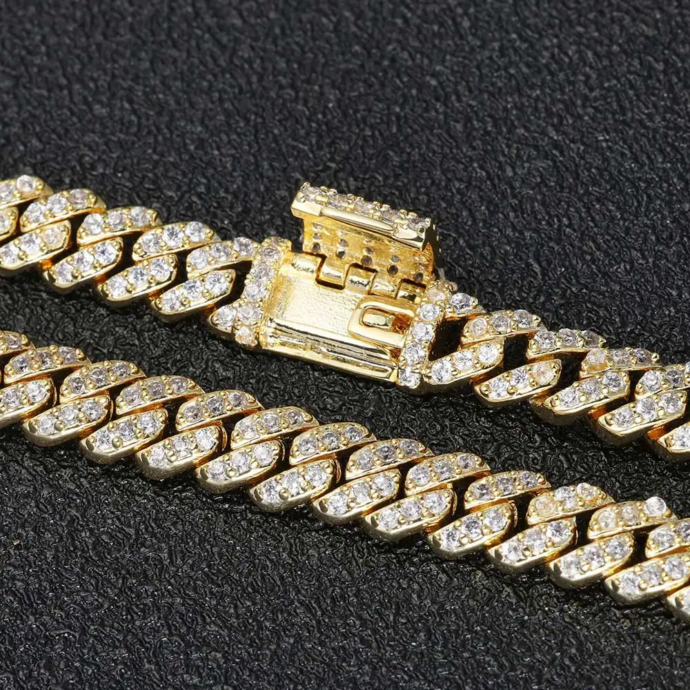 Nuoya 6MM VVS1 Moissanite Iced Out Bracelet Hip Hop Jewelry Silver Plated Brass Cuban Link Chain Bracelet for Female Wholesale