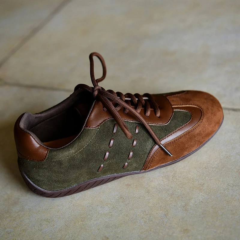 AIYUQI 2026 New Women's Sneakers Shoe Anti-slip Comfortable German Training Shoes Women Genuine Leather Retro Spring Girl Shoes