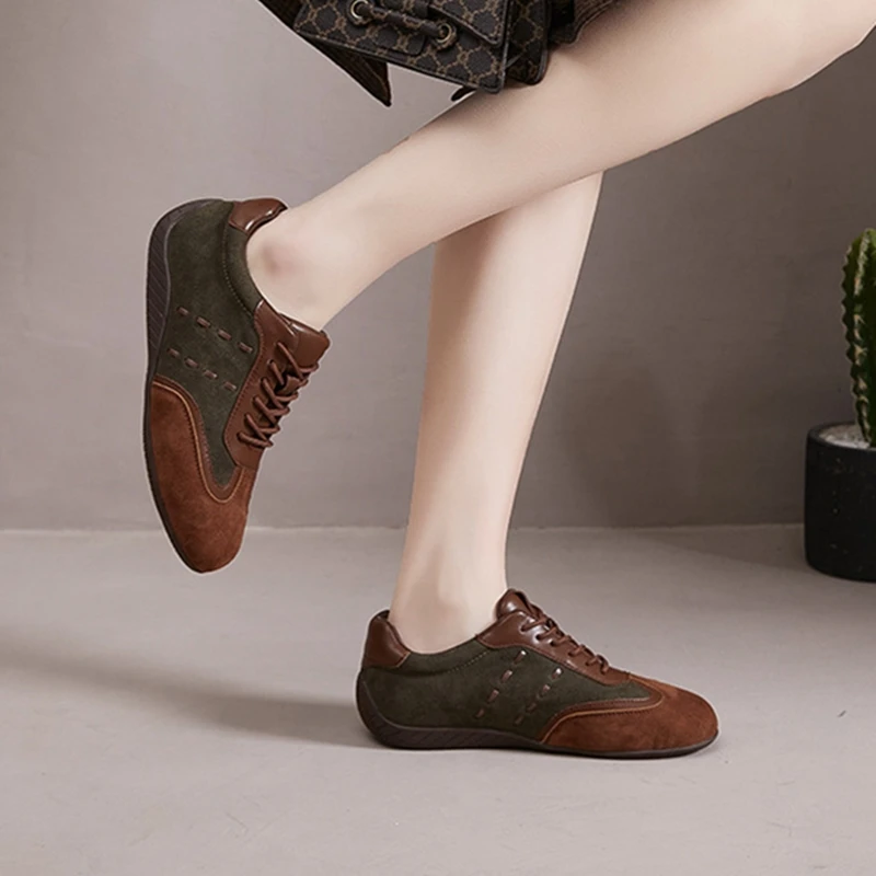 AIYUQI 2026 New Women's Sneakers Shoe Anti-slip Comfortable German Training Shoes Women Genuine Leather Retro Spring Girl Shoes