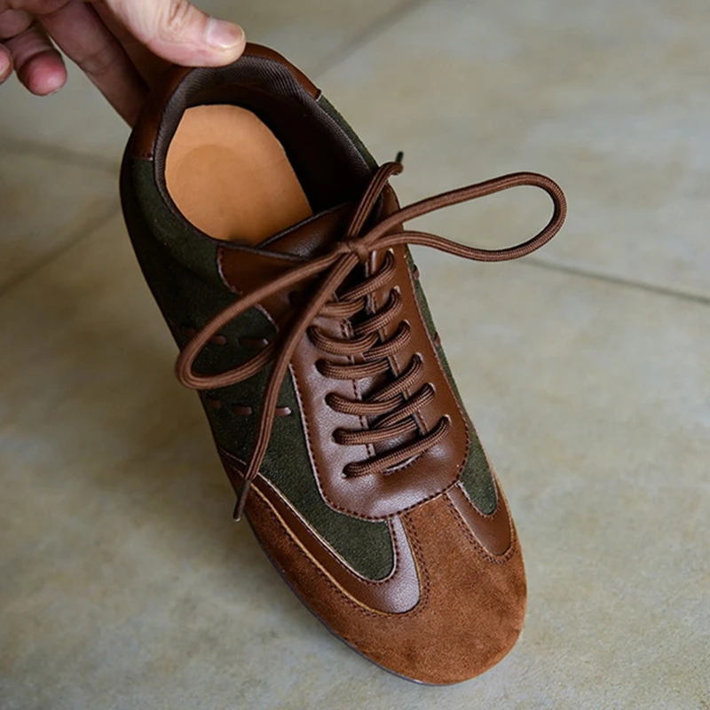 AIYUQI 2026 New Women's Sneakers Shoe Anti-slip Comfortable German Training Shoes Women Genuine Leather Retro Spring Girl Shoes
