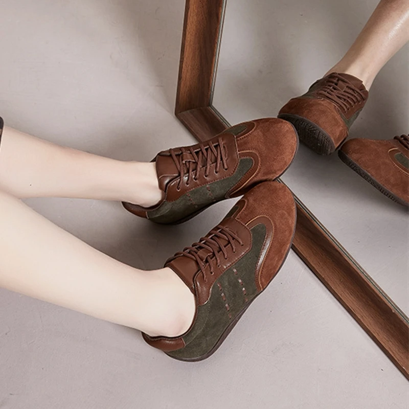 AIYUQI 2026 New Women's Sneakers Shoe Anti-slip Comfortable German Training Shoes Women Genuine Leather Retro Spring Girl Shoes