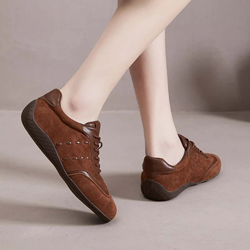 AIYUQI 2026 New Women's Sneakers Shoe Anti-slip Comfortable German Training Shoes Women Genuine Leather Retro Spring Girl Shoes