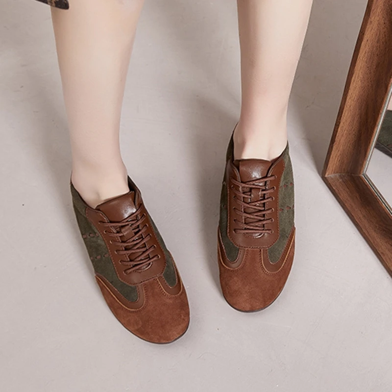 AIYUQI 2026 New Women's Sneakers Shoe Anti-slip Comfortable German Training Shoes Women Genuine Leather Retro Spring Girl Shoes