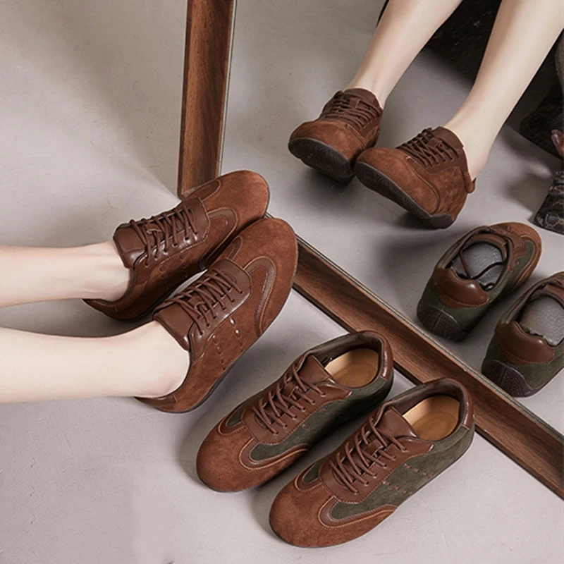 AIYUQI 2026 New Women's Sneakers Shoe Anti-slip Comfortable German Training Shoes Women Genuine Leather Retro Spring Girl Shoes