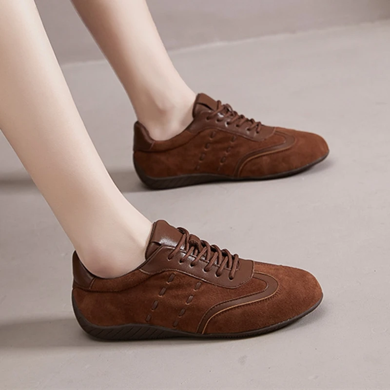 AIYUQI 2026 New Women's Sneakers Shoe Anti-slip Comfortable German Training Shoes Women Genuine Leather Retro Spring Girl Shoes