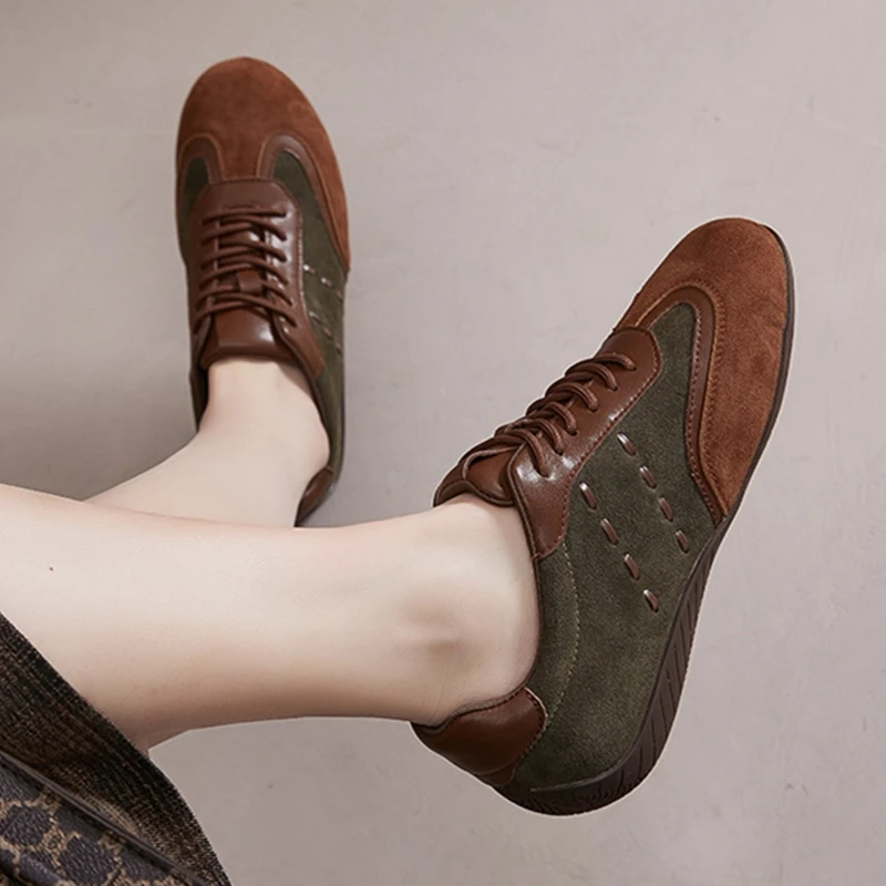 AIYUQI 2026 New Women's Sneakers Shoe Anti-slip Comfortable German Training Shoes Women Genuine Leather Retro Spring Girl Shoes