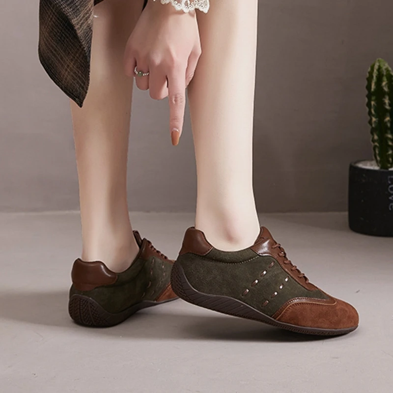 AIYUQI 2026 New Women's Sneakers Shoe Anti-slip Comfortable German Training Shoes Women Genuine Leather Retro Spring Girl Shoes