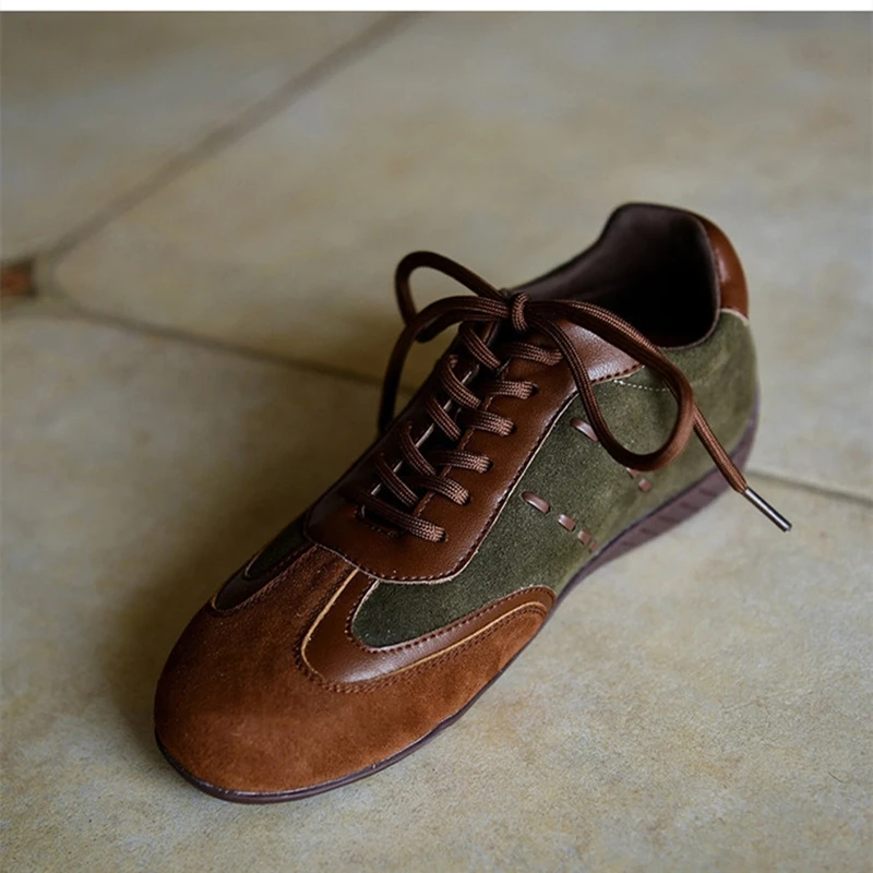 AIYUQI 2026 New Women's Sneakers Shoe Anti-slip Comfortable German Training Shoes Women Genuine Leather Retro Spring Girl Shoes