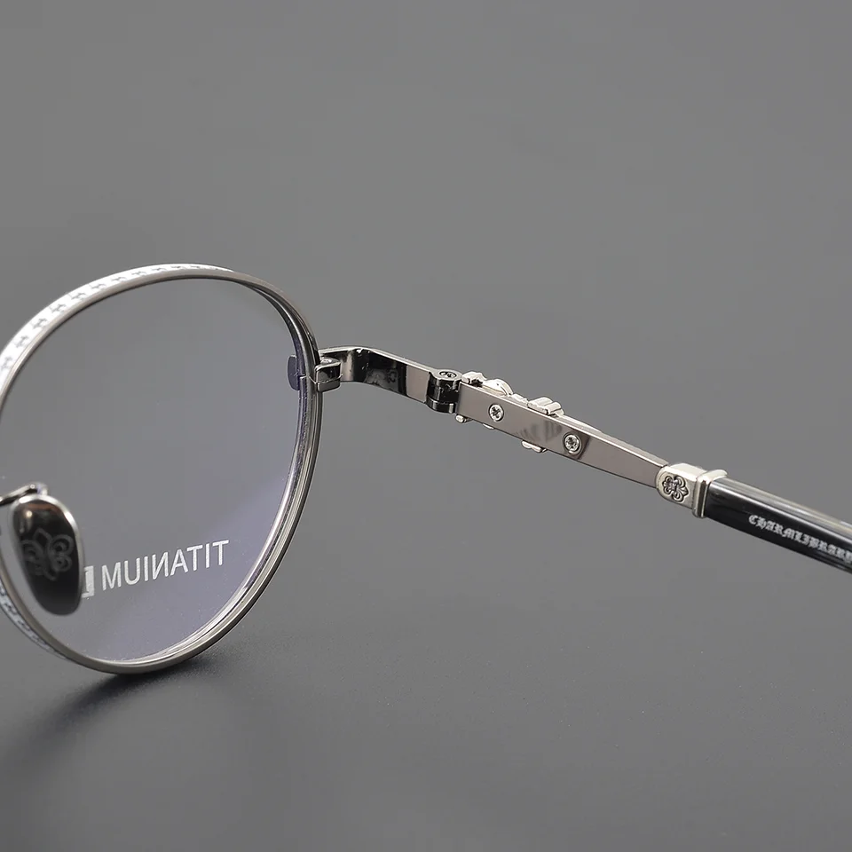 New Fashionable High end Brand Personalized Women's Titanium Frame Eyeglass Casual Retro Carving Decoration Men's Luxury Glasses