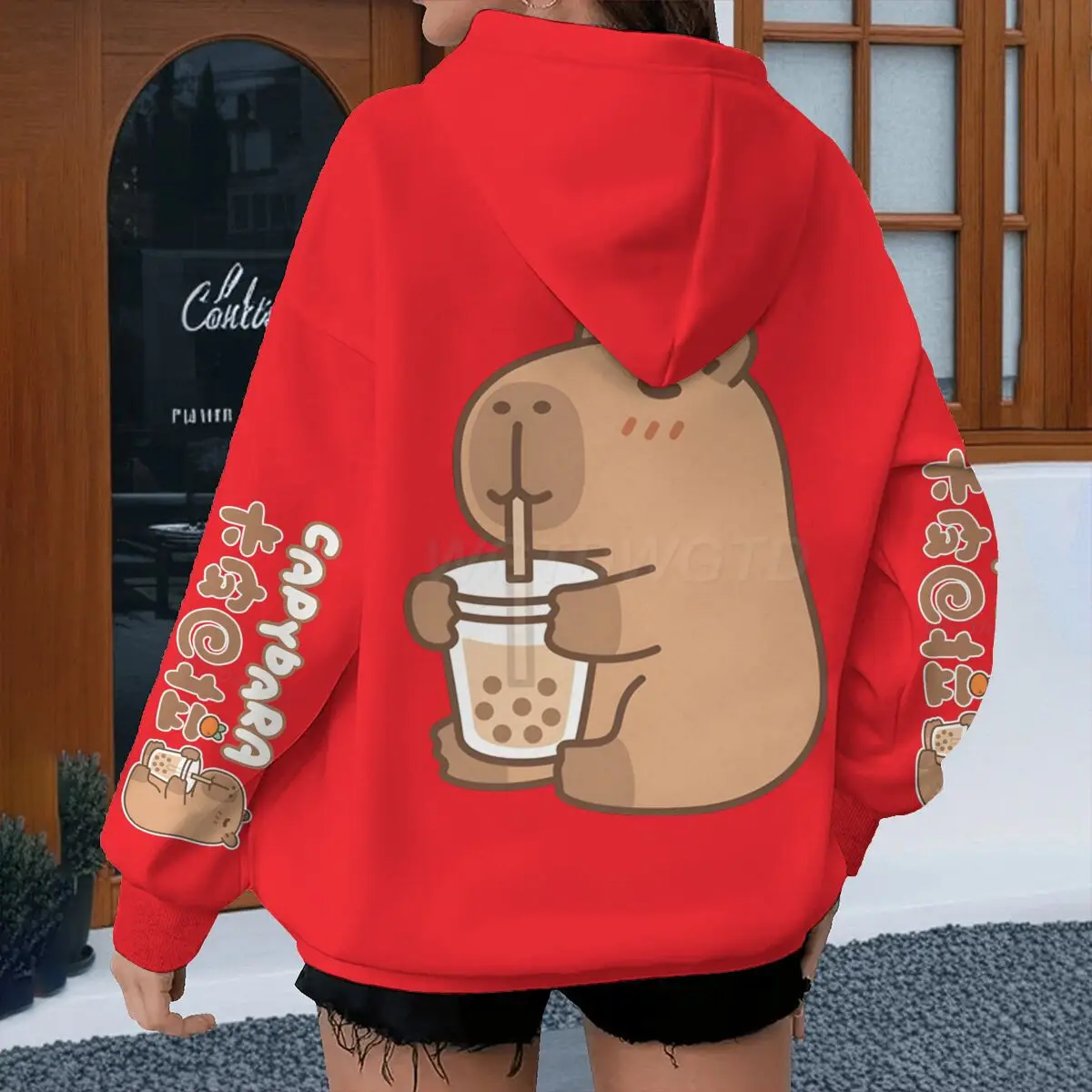 Cartoon Capybara Design Hoodies Women Men Long Sleeve Sweatshirt Spring Autmn Fun Animal Capybara Pullover Girls Cute Hoody