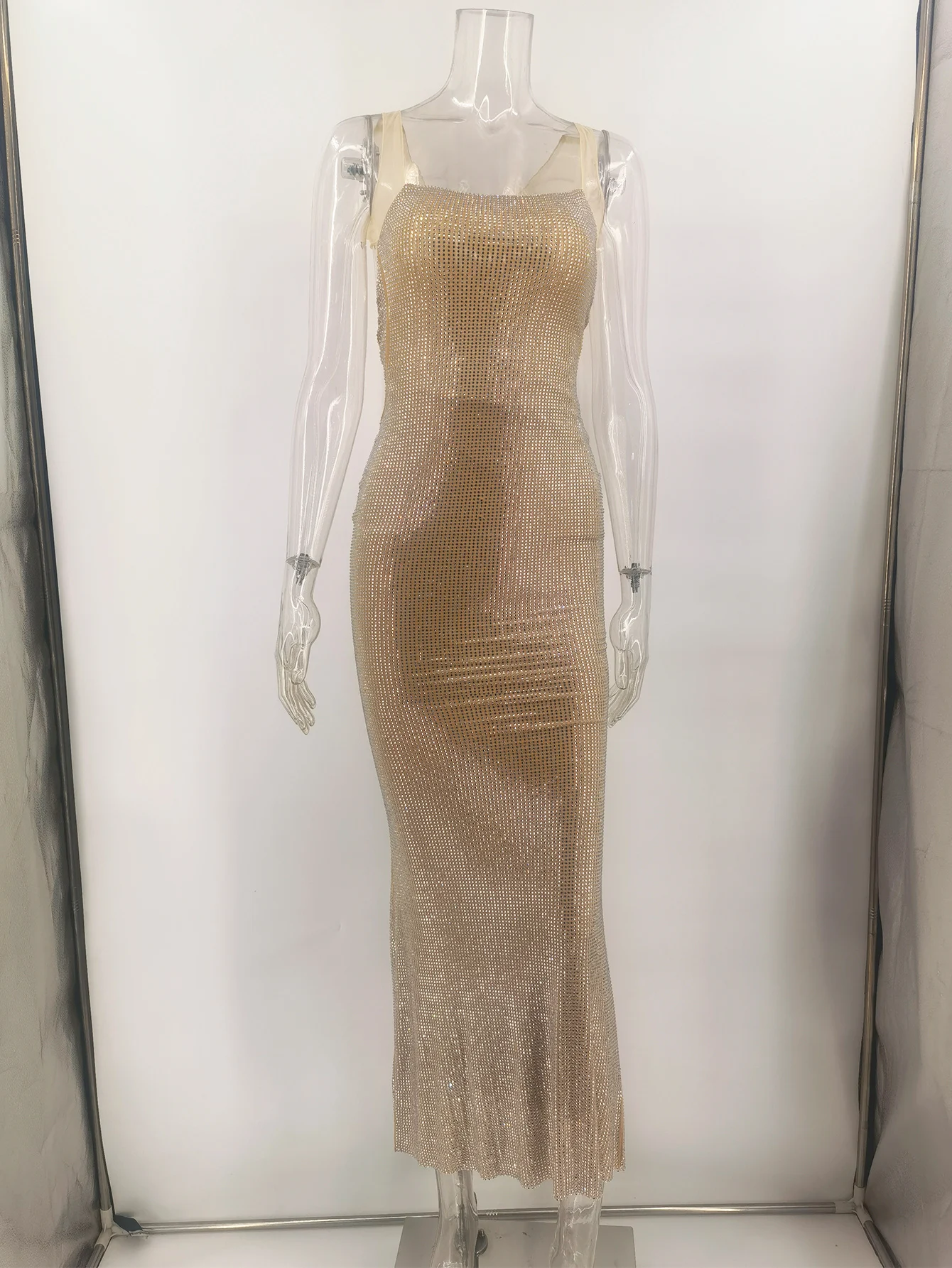 Sexy Luxury Rhinestone Party Long Dresses Women Backless Maxi Summer Dress Woman Elegant Birthday Prom Evening Dresses Vestidos