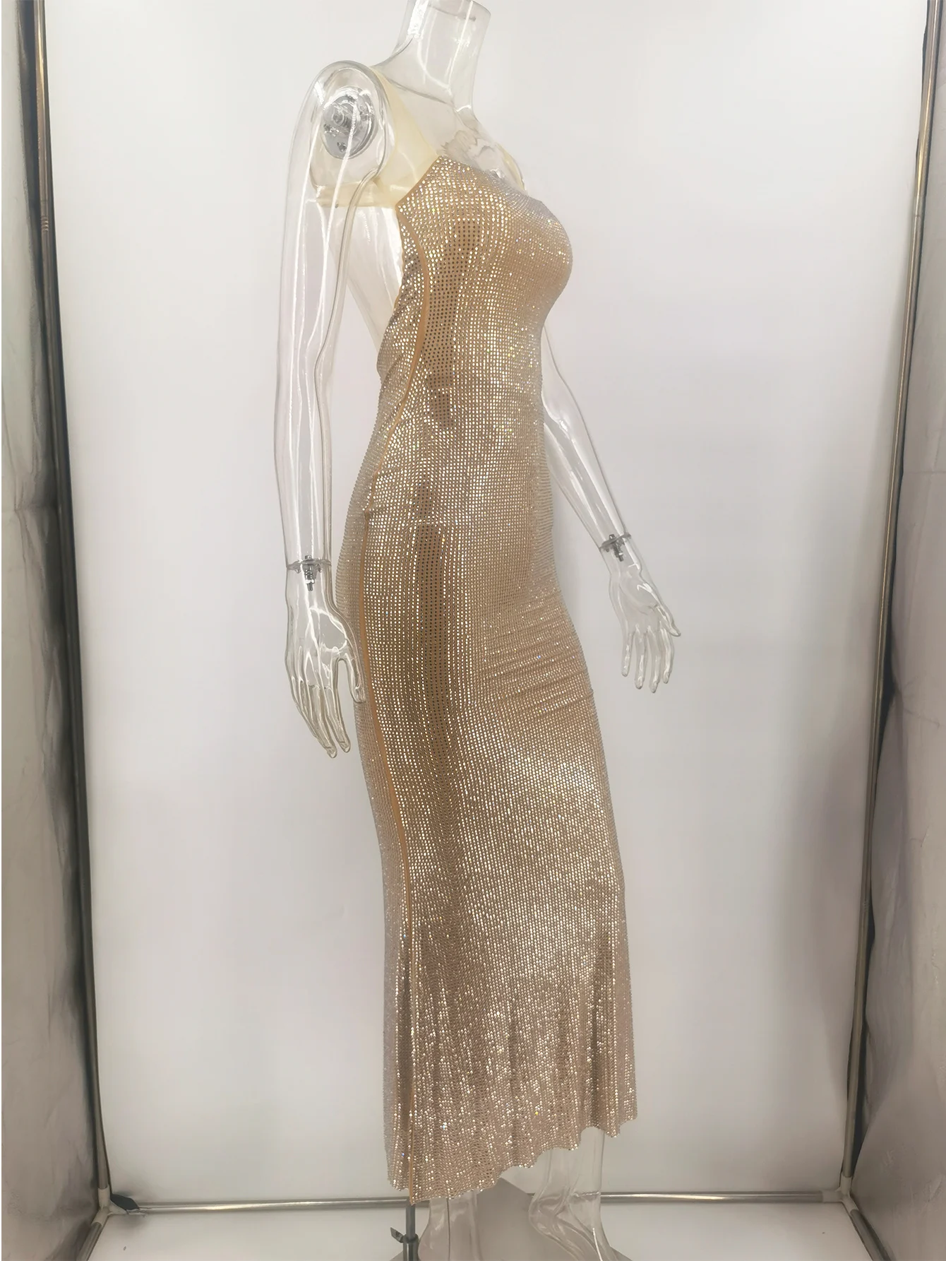 Sexy Luxury Rhinestone Party Long Dresses Women Backless Maxi Summer Dress Woman Elegant Birthday Prom Evening Dresses Vestidos