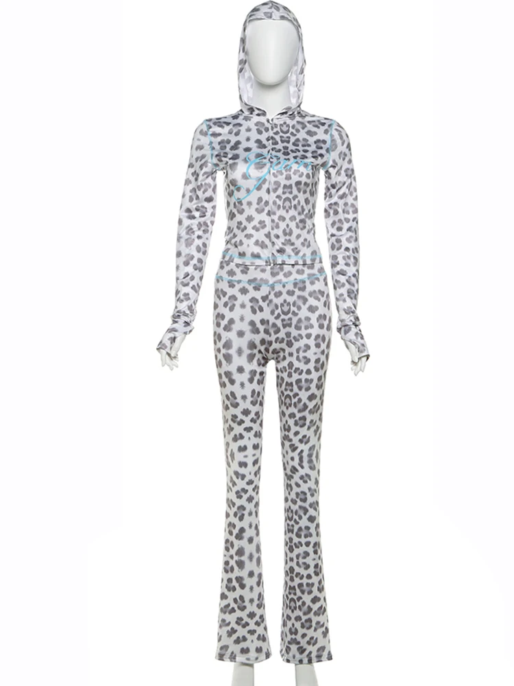 Sisterlinda Summer Release Junior Ankle-Length High Street Milk Fiber Pant Suit K24S50103 Girl Leopard Color Flare Pant Suit